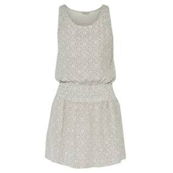 JOIE "LAWSKA" 100% SILK SHIRRED GEO-PRINTED MINI SLEEVELESS DRESS - Picture 2 of 6